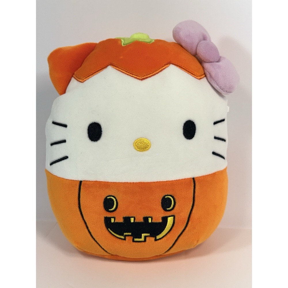 Hello Kitty Squishmallows Halloween Pumpkin Plush Sanrio Jack O Lantern 9"